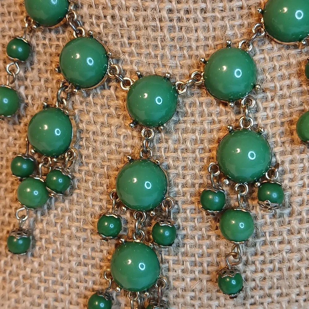 J. Crew Jade Green Bubble Statement Necklace with Gold Tone Chain - Picture 4 of 9